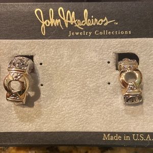 John Medeiros Signed Two-Tone Clip Earrings- Brand new, unworn!
